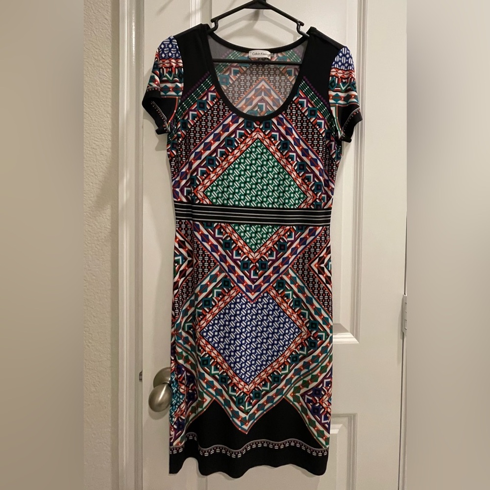 Calvin Klein Geometric Patterned Colorful Dress Calvin Klein